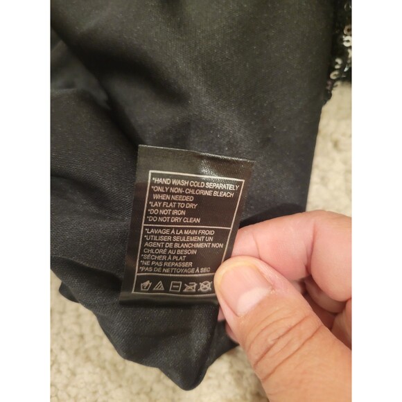 NWT Steve Madden Demi Sequin Long Sleeved Blouse Top Women's Medium In Gunmetal - Picture 8 of 9